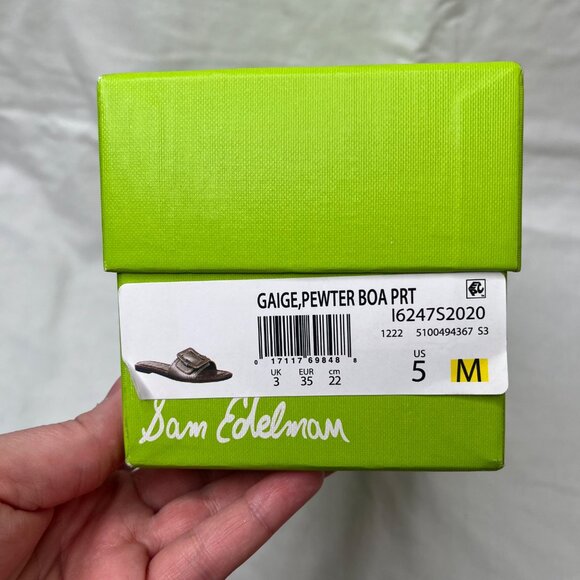 Sam Edelman Womens Gaige Pewter Boa Print Slide Sandals Size 5 - Picture 6 of 7